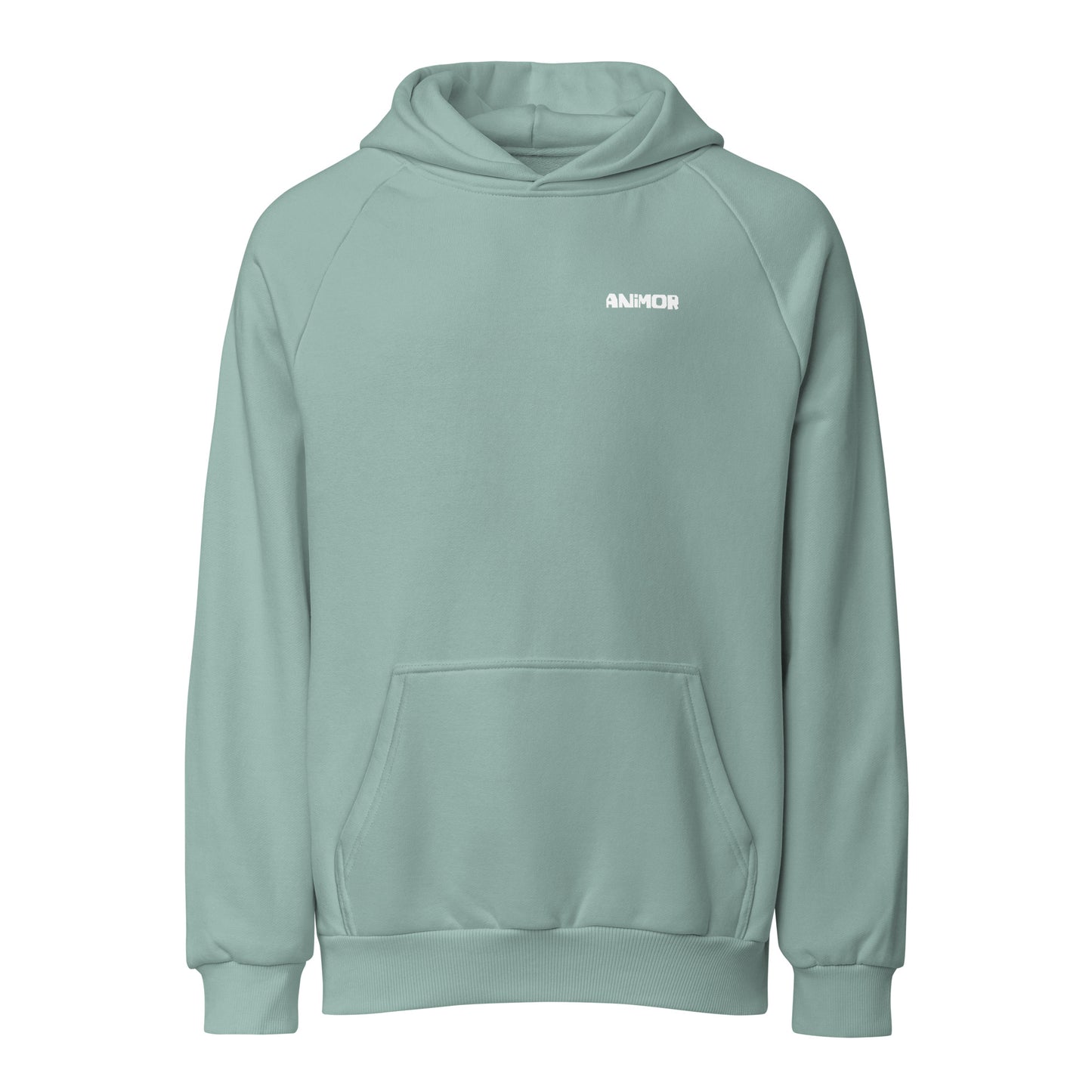 Animor Merch Hoodie mit kleinem weißen Animor Logo auf der linken Brust.