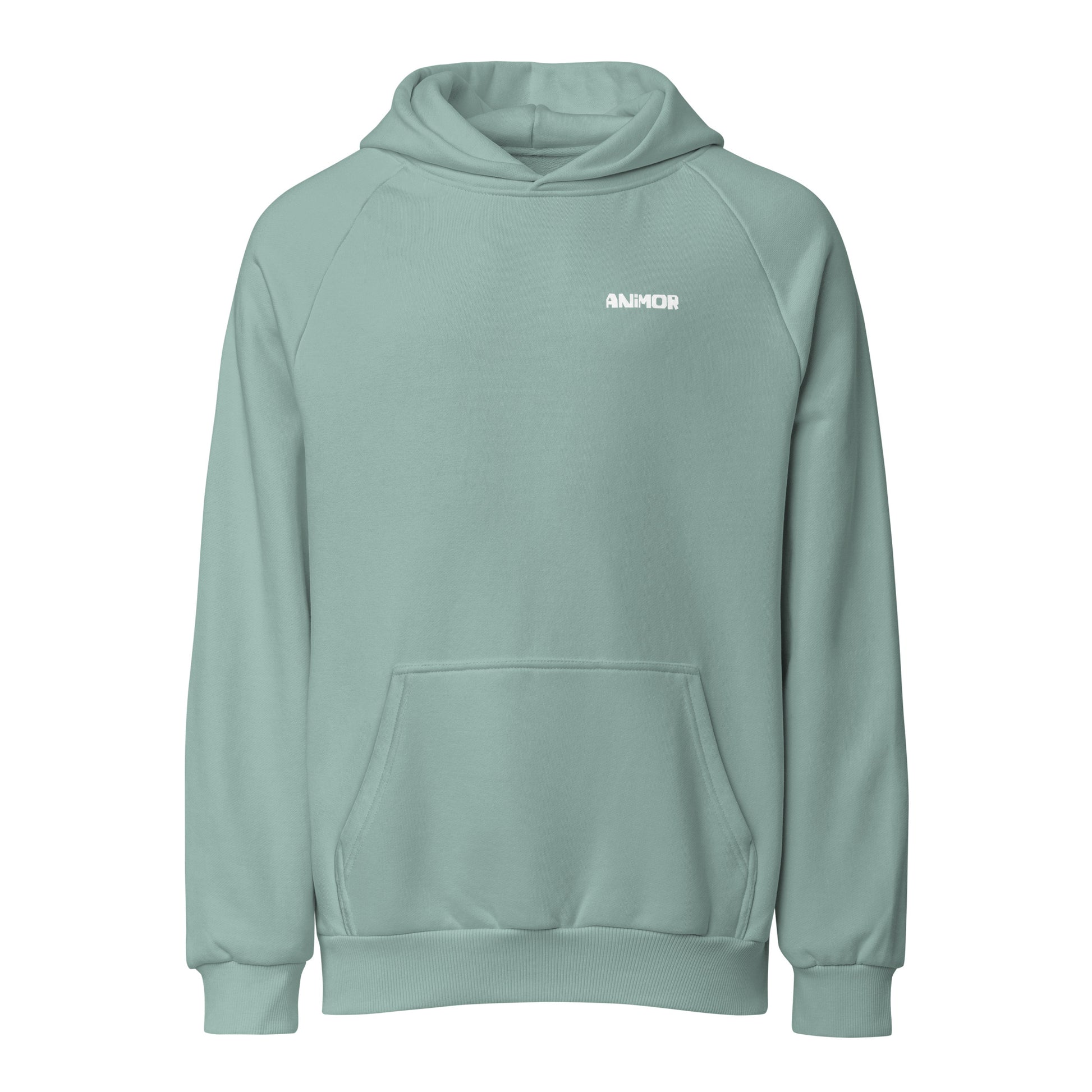 Animor Merch Hoodie mit kleinem weißen Animor Logo auf der linken Brust.