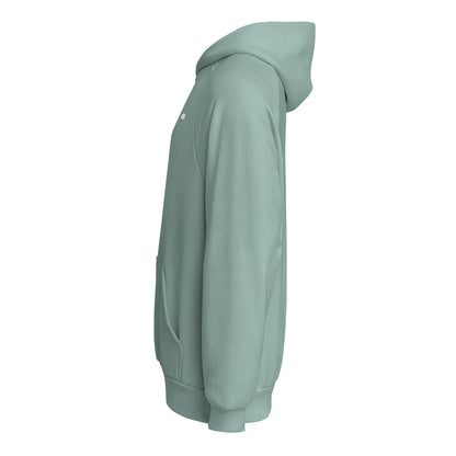 Seitenansicht: Animor Merch Hoodie mit kleinem weißen Animor Logo auf der linken Brust.