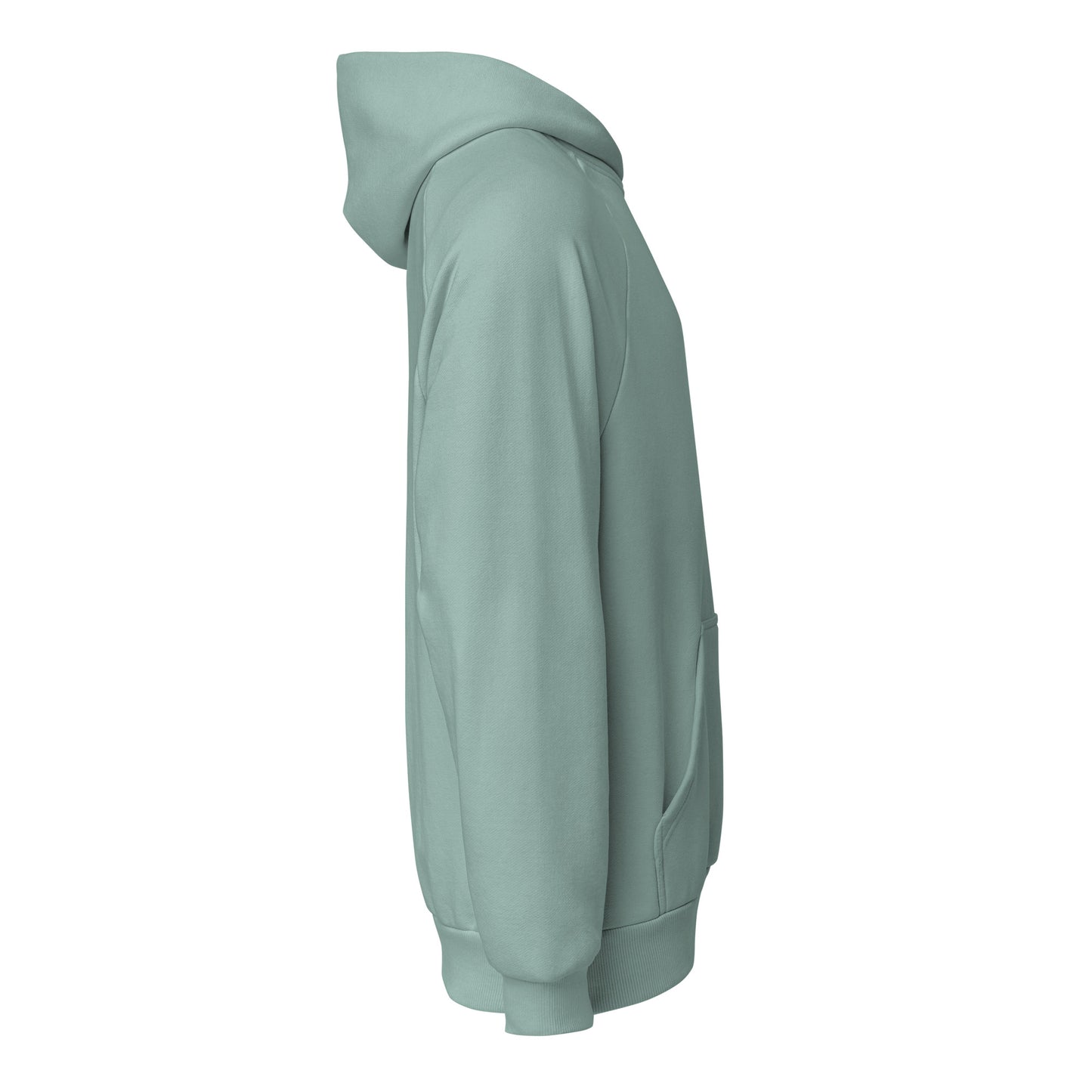 Seitenansicht: Animor Merch Hoodie mit kleinem weißen Animor Logo auf der linken Brust. 