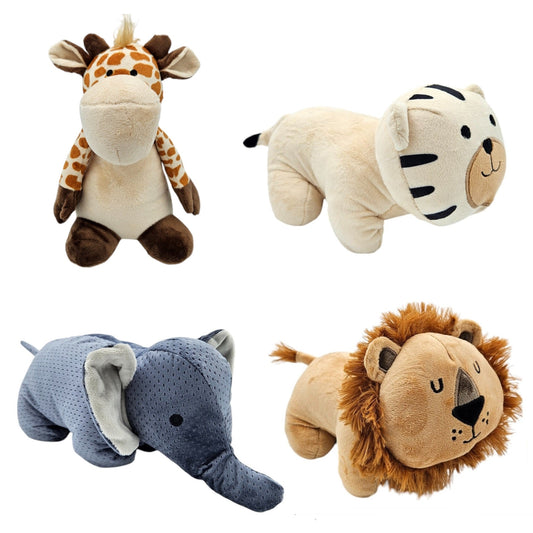 Türstopper im Tierdesign als Giraffe, Tiger, Elefant und Löwe aus weichem Stoff. Dekorative und praktische Lösung für Kinderzimmer oder Wohnraum.