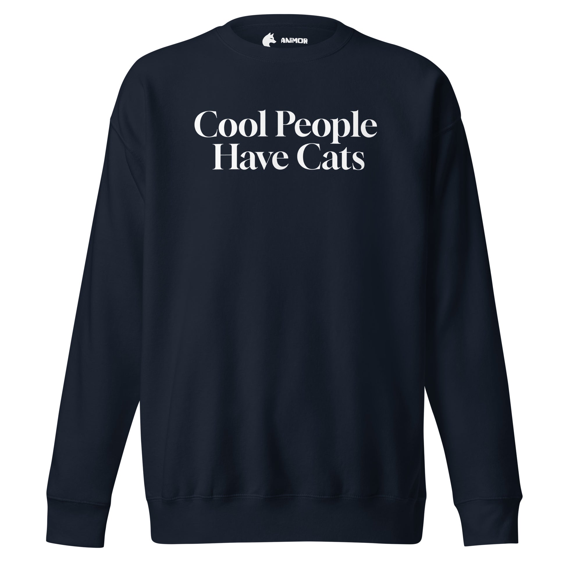 Sweatshirt mit weißem Schriftzug "Cool People Have Cats" auf der Vorderseite