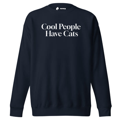 Sweatshirt mit weißem Schriftzug "Cool People Have Cats" auf der Vorderseite