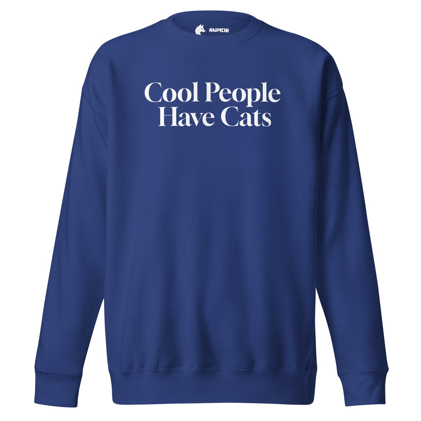 Sweatshirt mit weißem Schriftzug "Cool People Have Cats" auf der Vorderseite