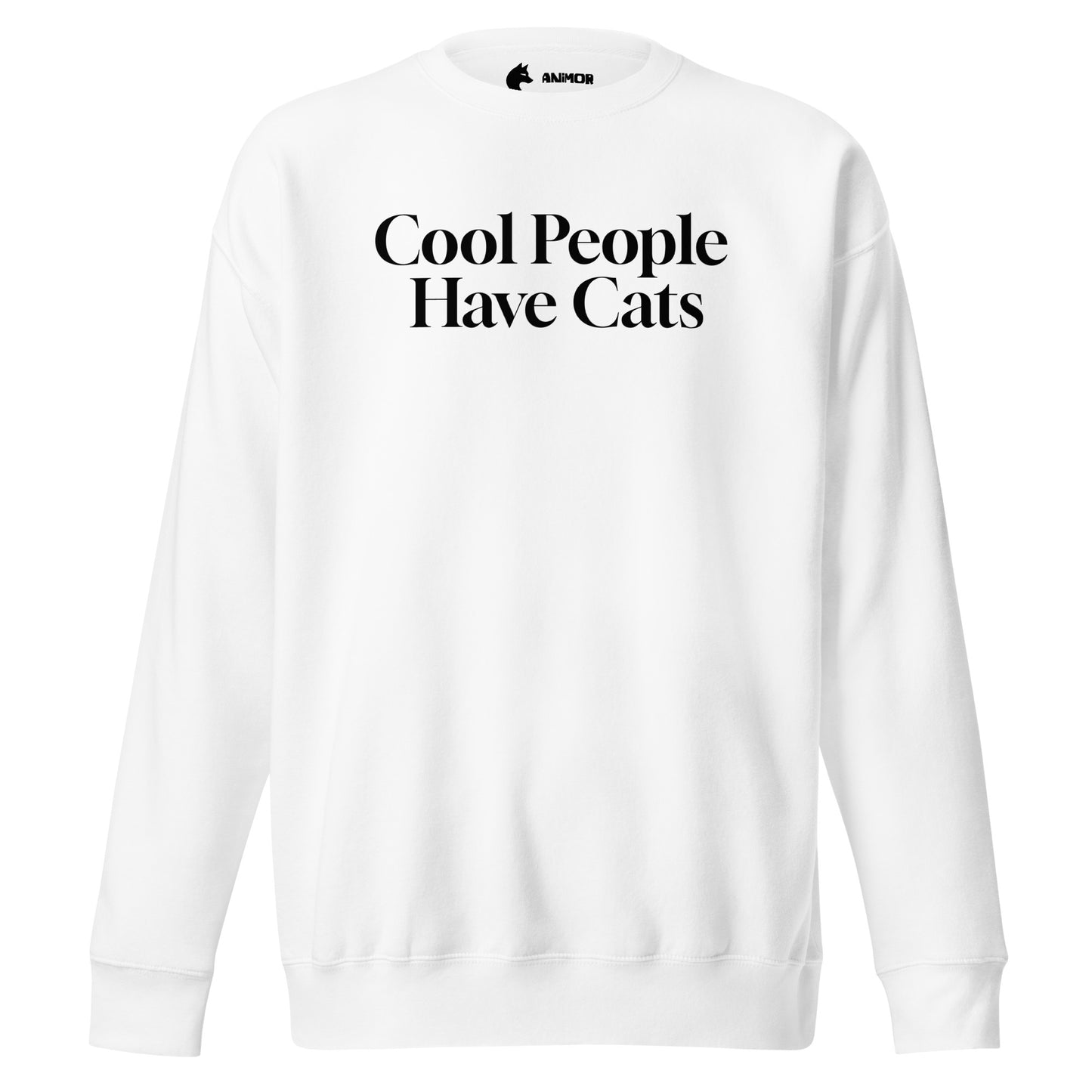 Sweatshirt mit schwarzem Schriftzug "Cool People Have Cats" auf der Vorderseite