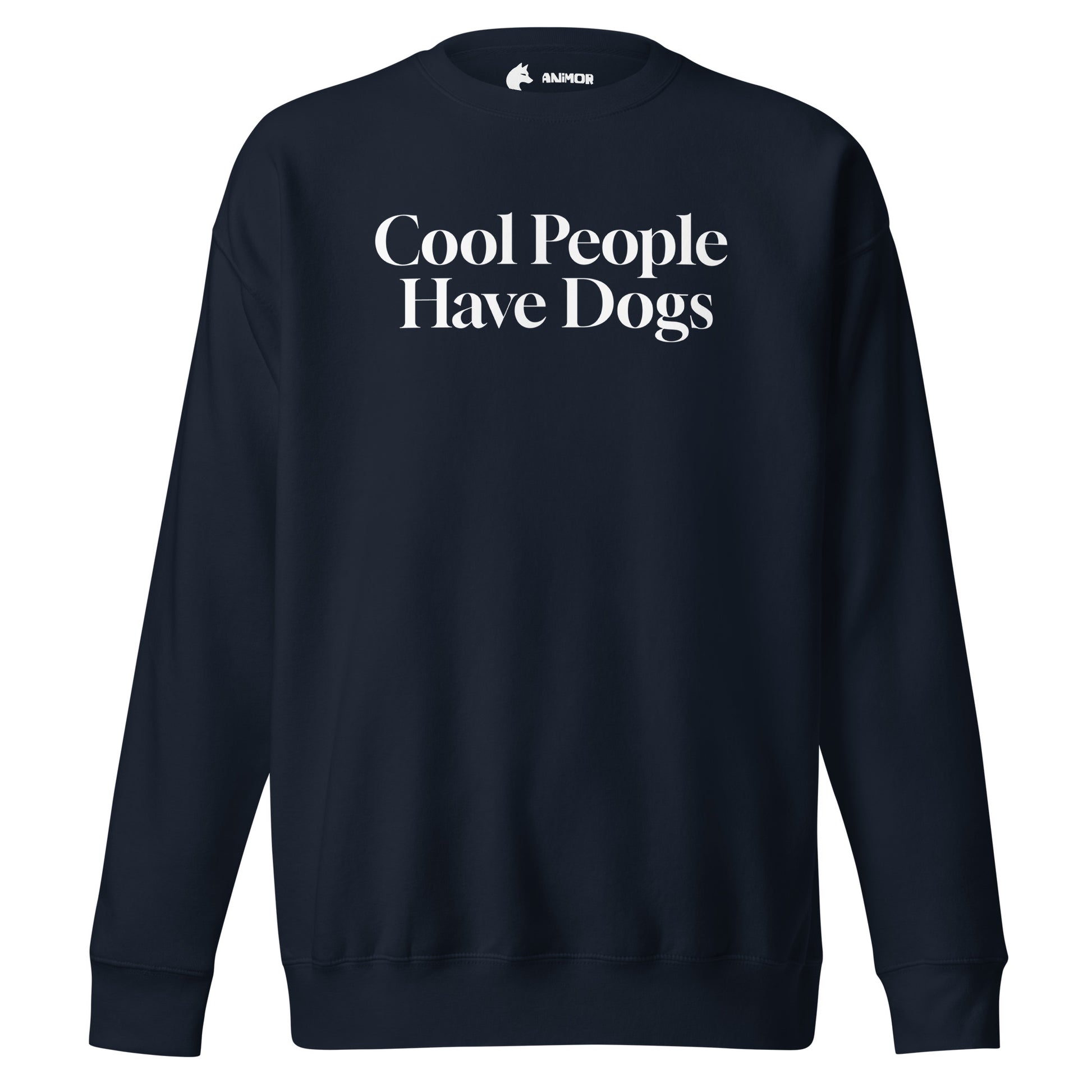 Sweatshirt mit weißem Schriftzug "Cool People Have Dogs" auf der Vorderseite