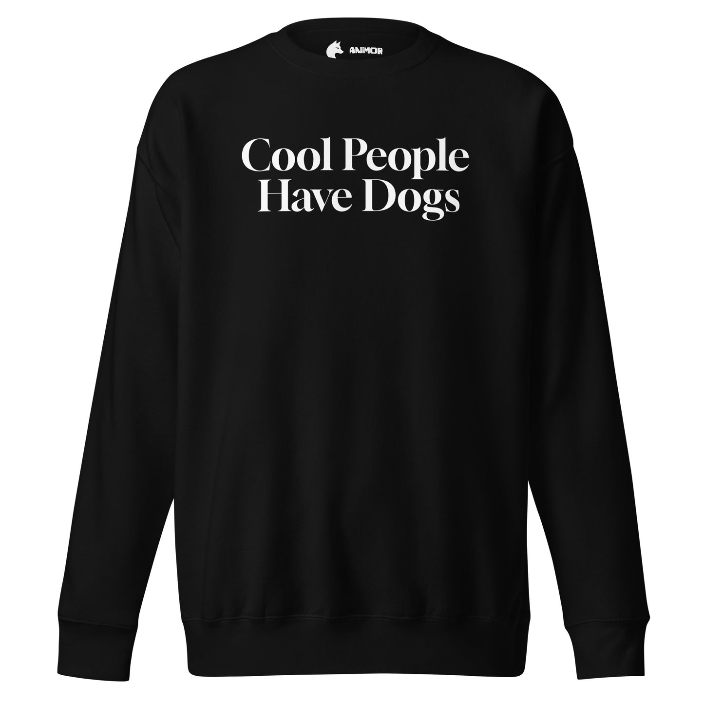 Sweatshirt mit weißem Schriftzug "Cool People Have Dogs" auf der Vorderseite