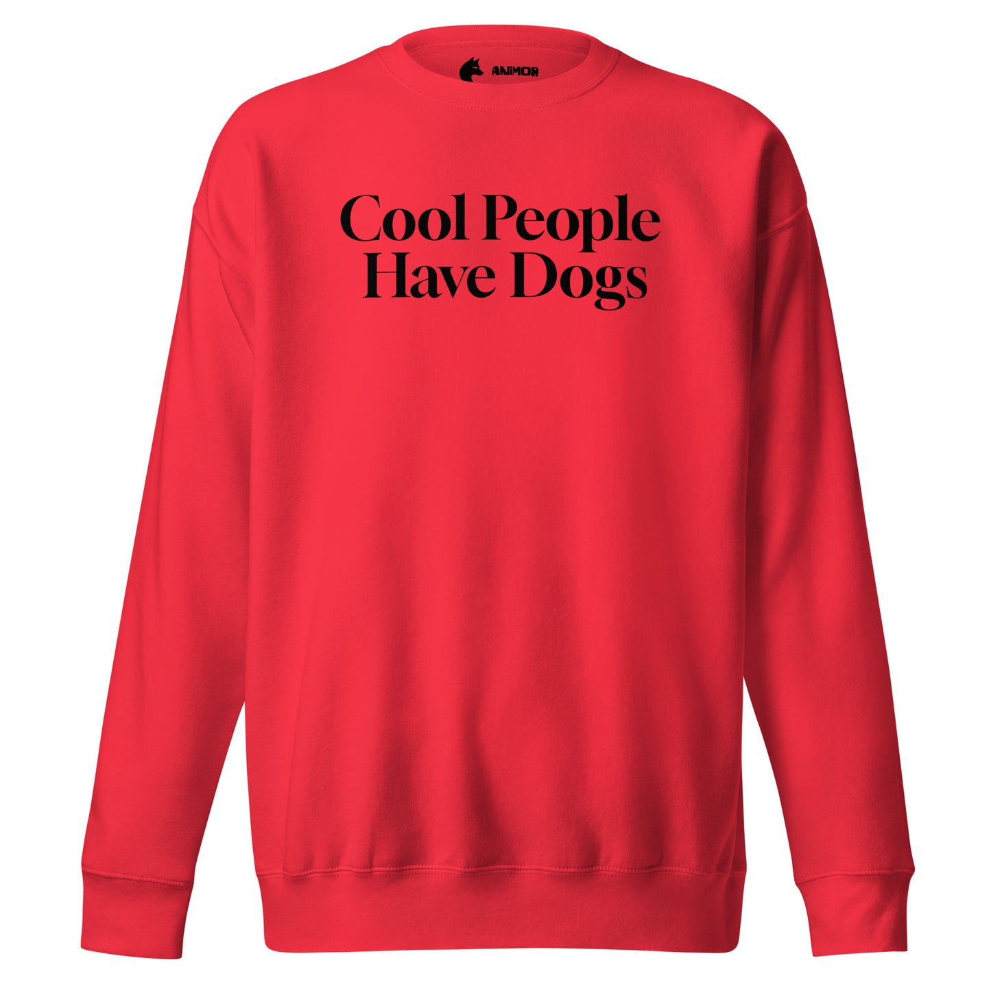 Sweatshirt mit schwarzem Schriftzug "Cool People Have Dogs" auf der Vorderseite