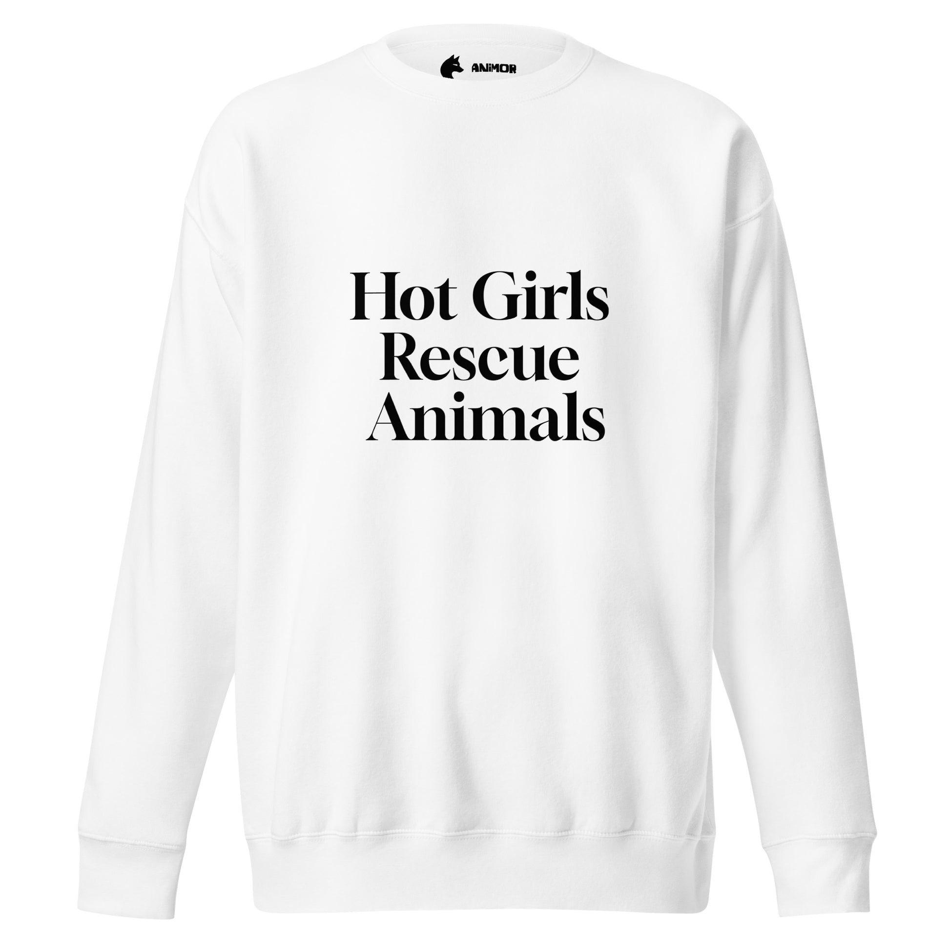 Sweatshirt mit schwarzem Schriftzug Hot Girls Rescue Animals