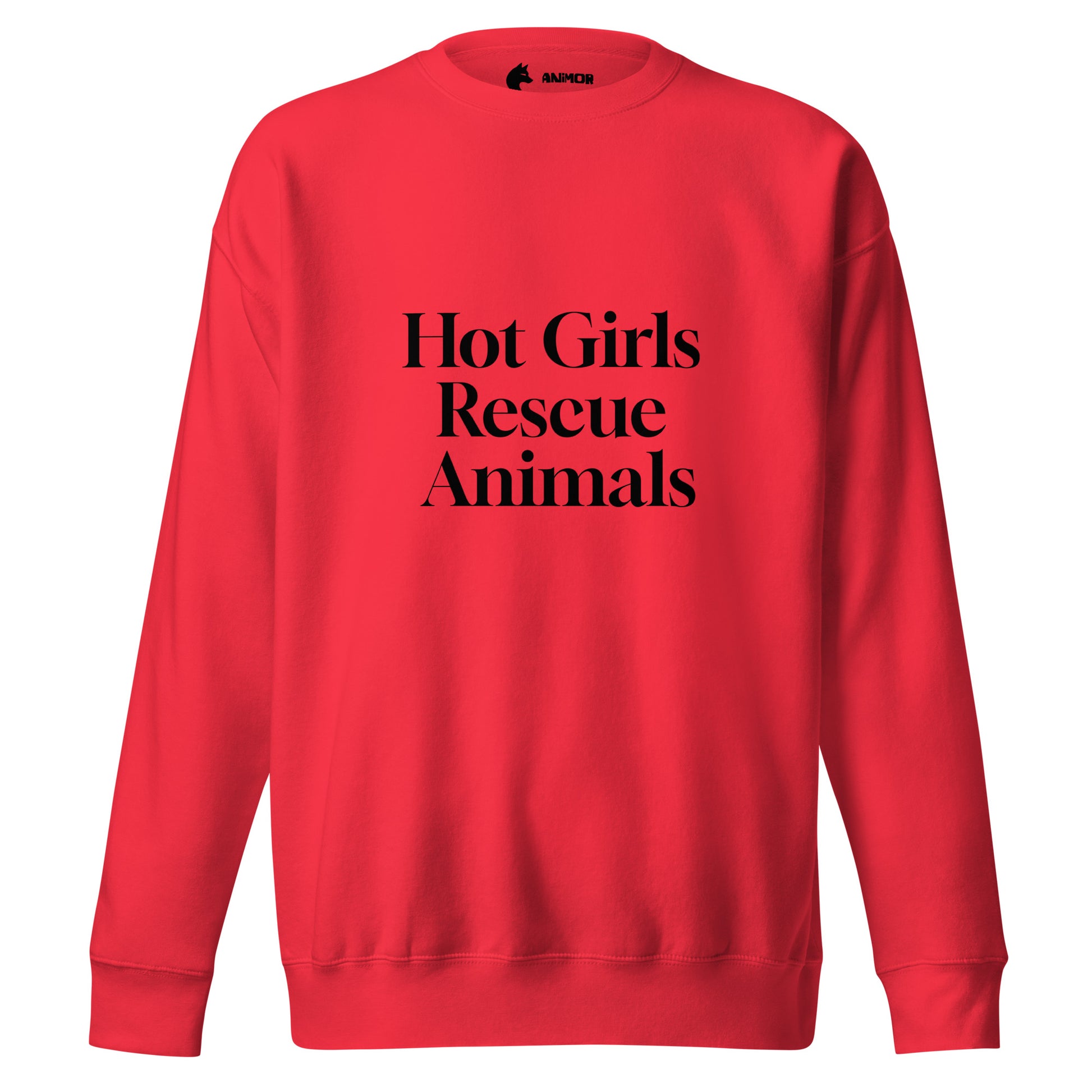 Sweatshirt mit schwarzem Schriftzug Hot Girls Rescue Animals