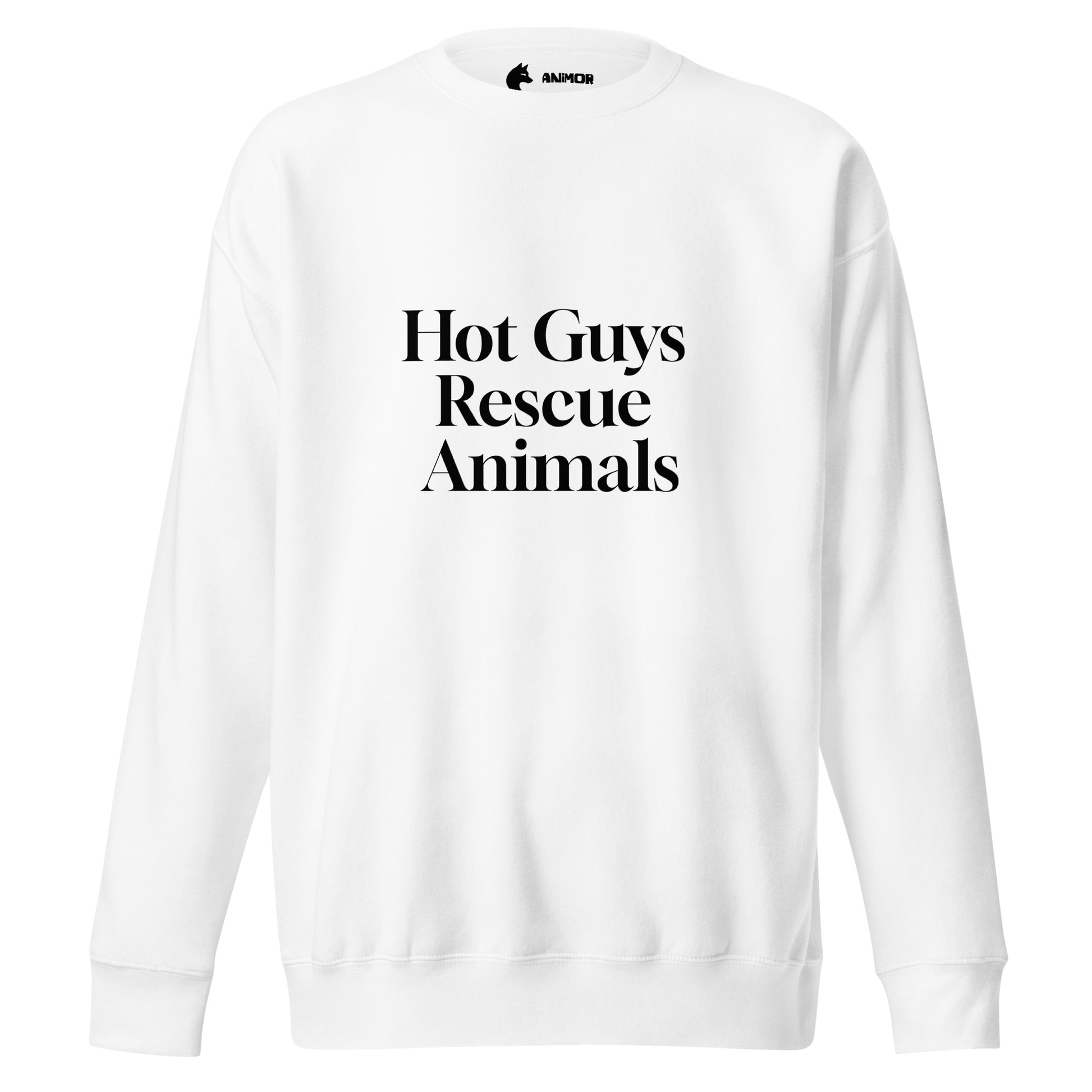 Sweatshirt mit schwarzem Schriftzug Hot Guys Rescue Animals