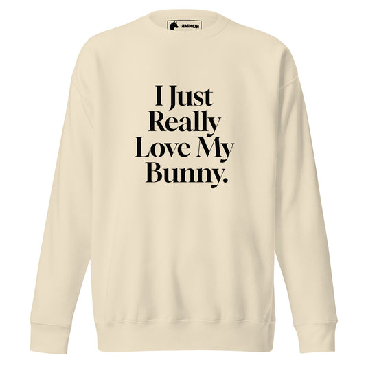 Sweatshirt mit schwarzem Schriftzug I Just Really Love My Bunny.