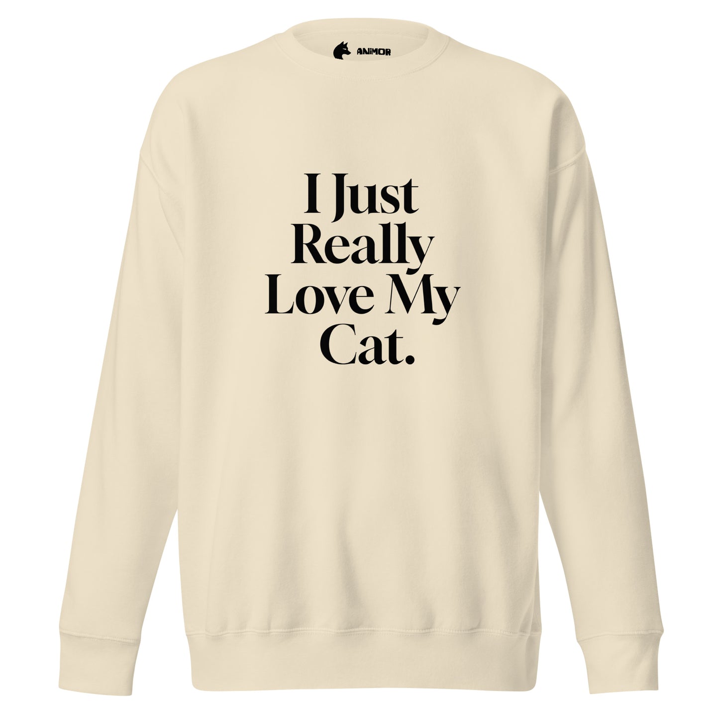 Sweatshirt mit schwarzem Schriftzug I Just Really Love My Cat.