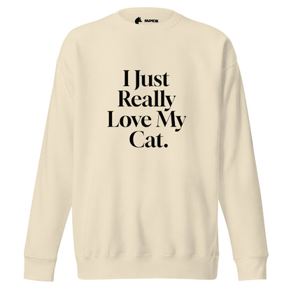 Sweatshirt mit schwarzem Schriftzug I Just Really Love My Cat.