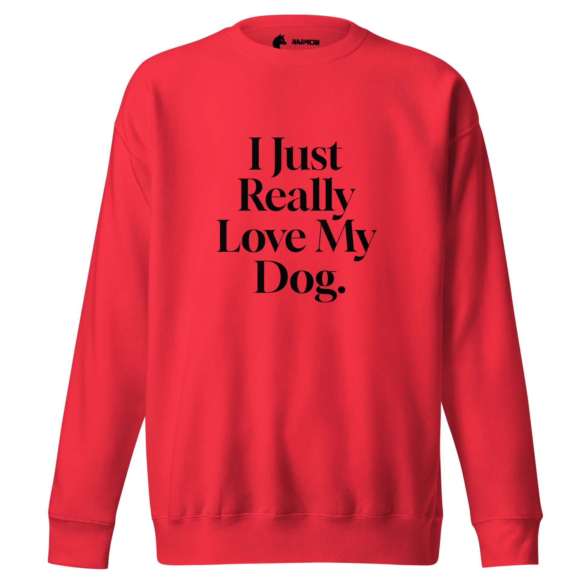 Sweatshirt mit schwarzem Schriftzug I Just Really Love My Dog.