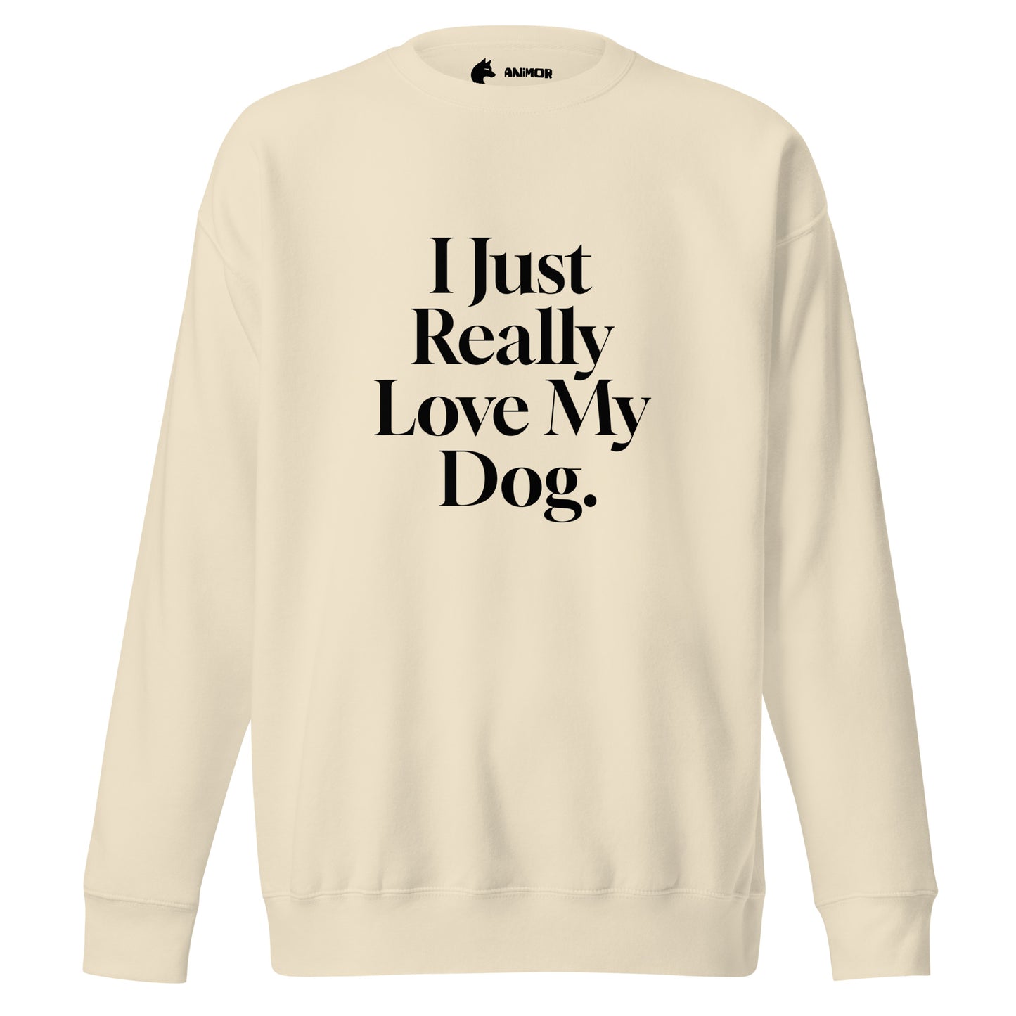 Sweatshirt mit schwarzem Schriftzug I Just Really Love My Dog.