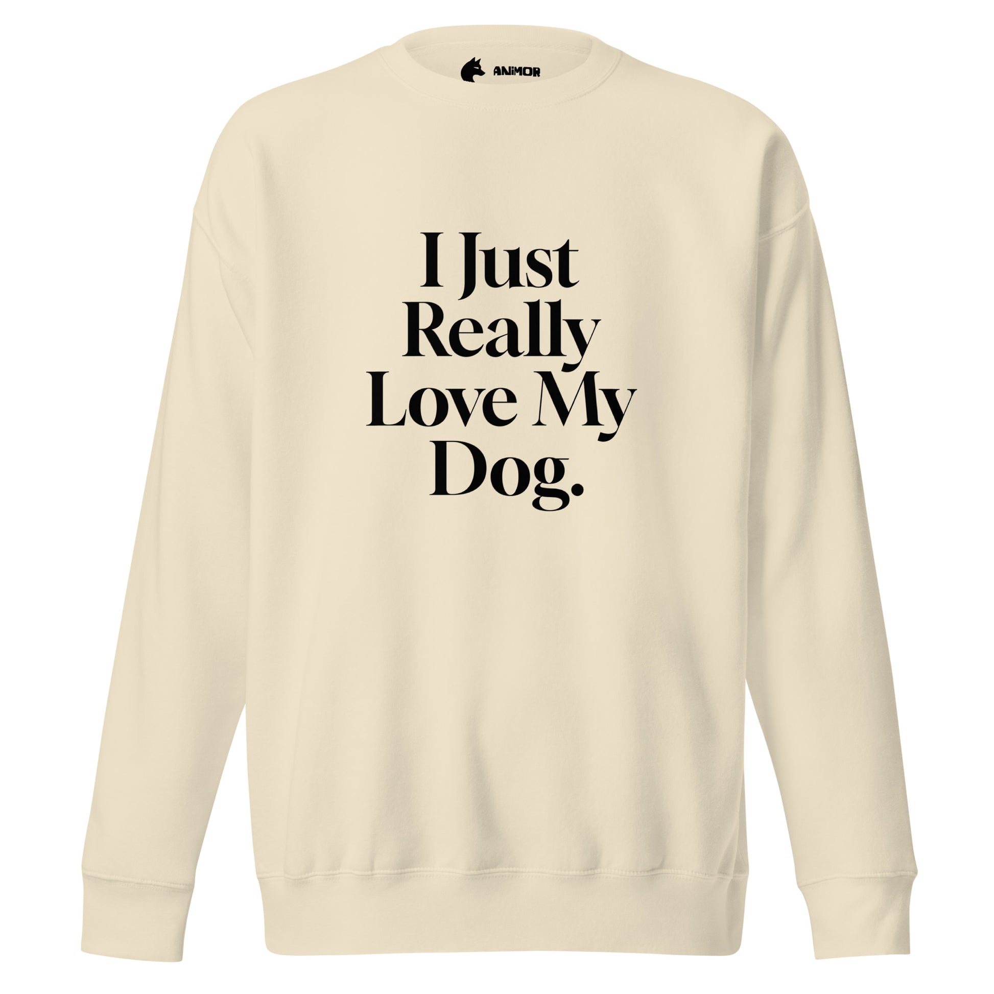 Sweatshirt mit schwarzem Schriftzug I Just Really Love My Dog.