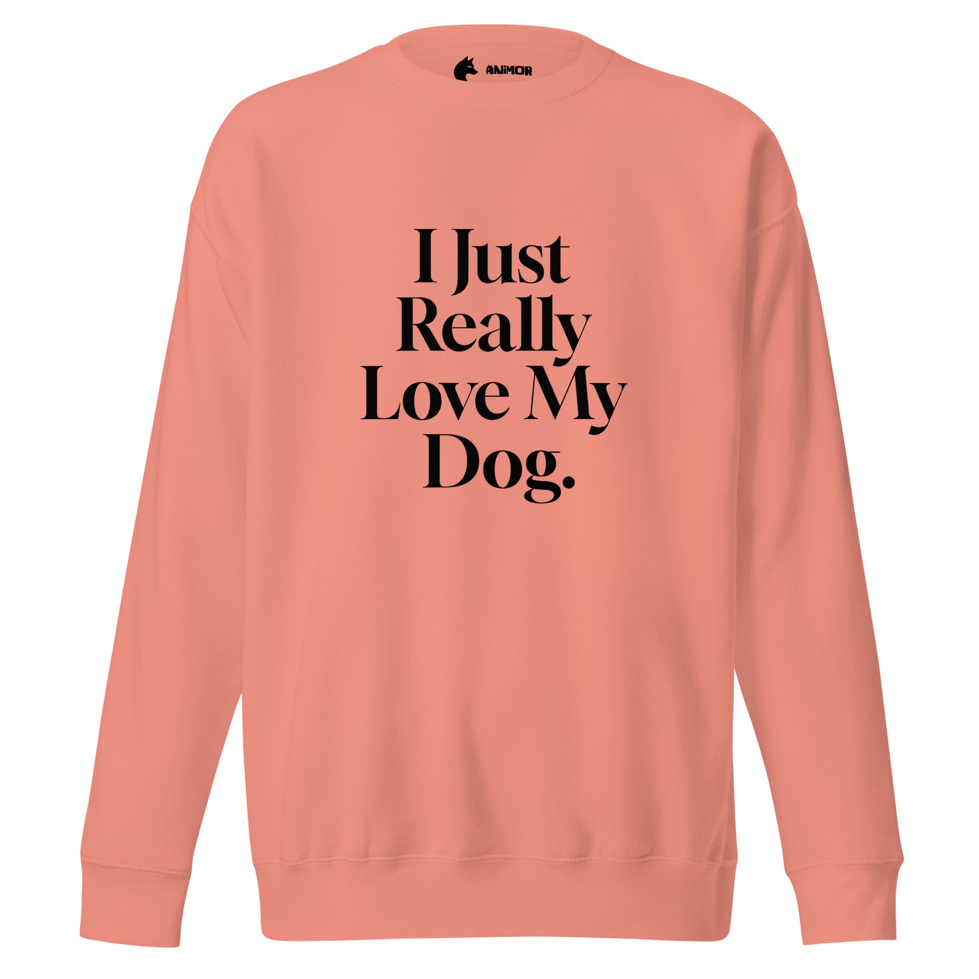 Sweatshirt mit schwarzem Schriftzug I Just Really Love My Dog.
