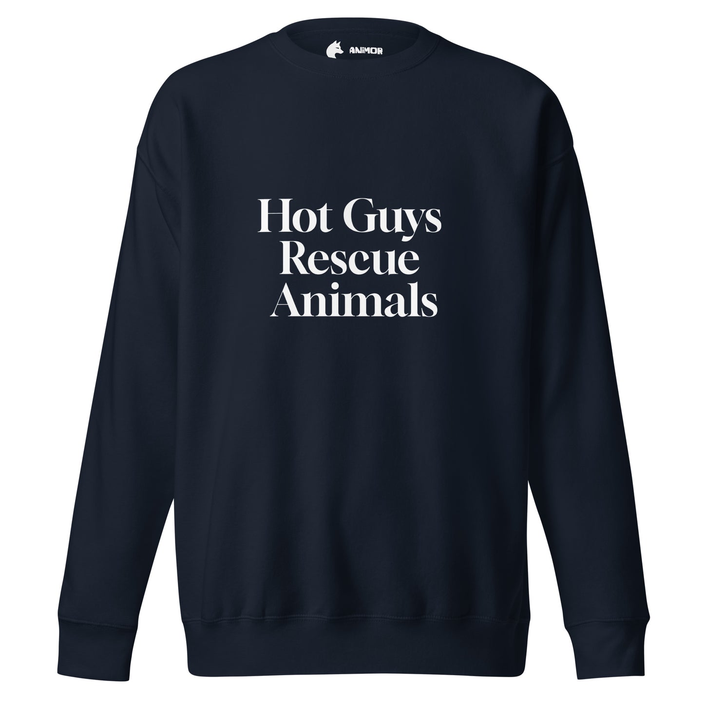 Sweatshirt mit weissem Schriftzug Hot Guys Rescue Animals
