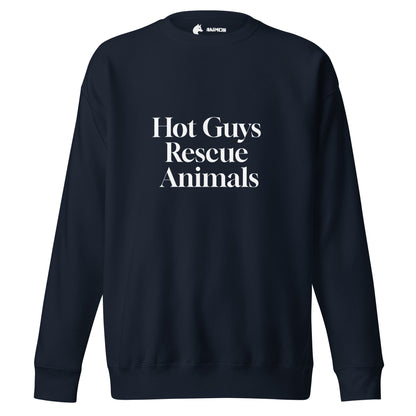 Sweatshirt mit weissem Schriftzug Hot Guys Rescue Animals