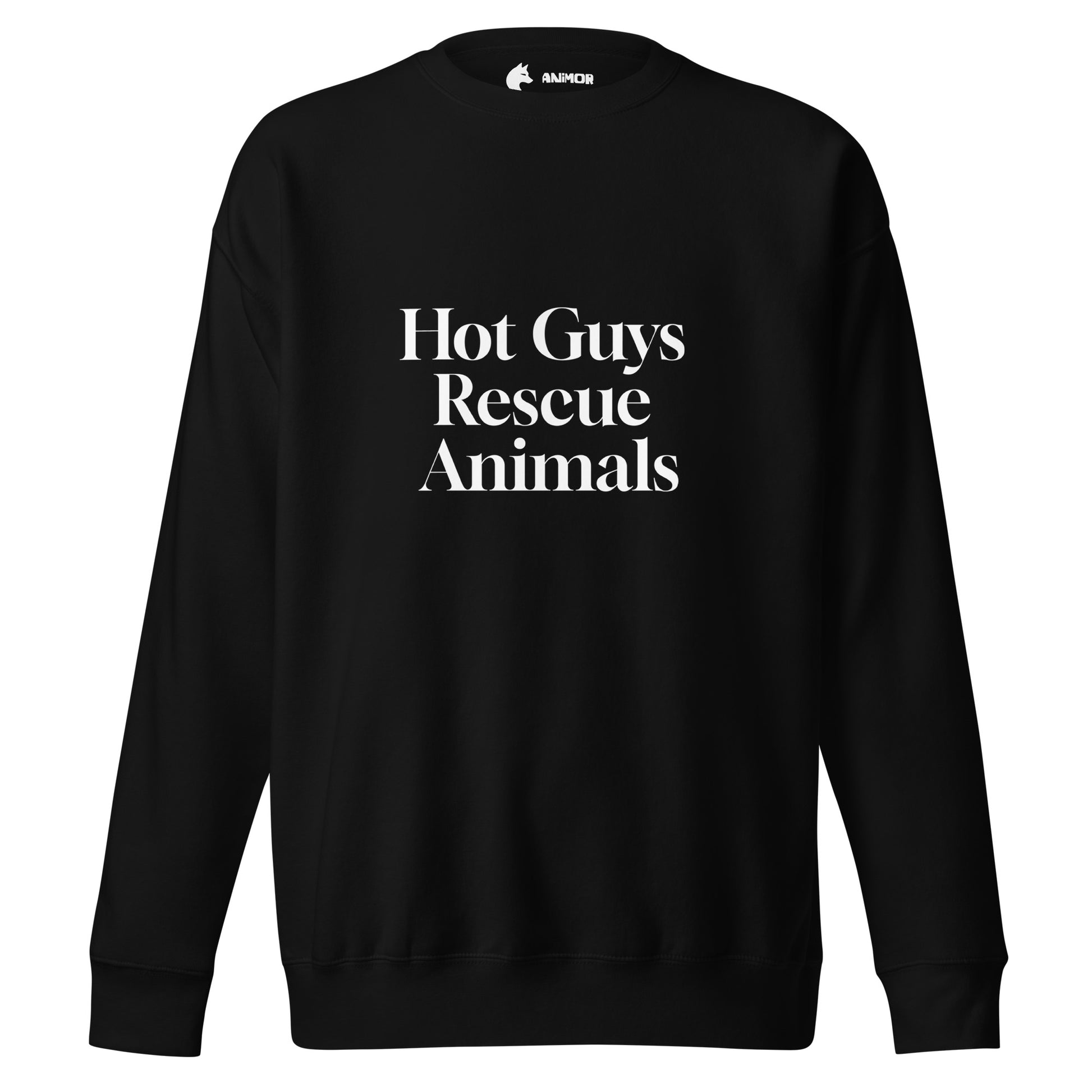 Sweatshirt mit weissem Schriftzug Hot Guys Rescue Animals