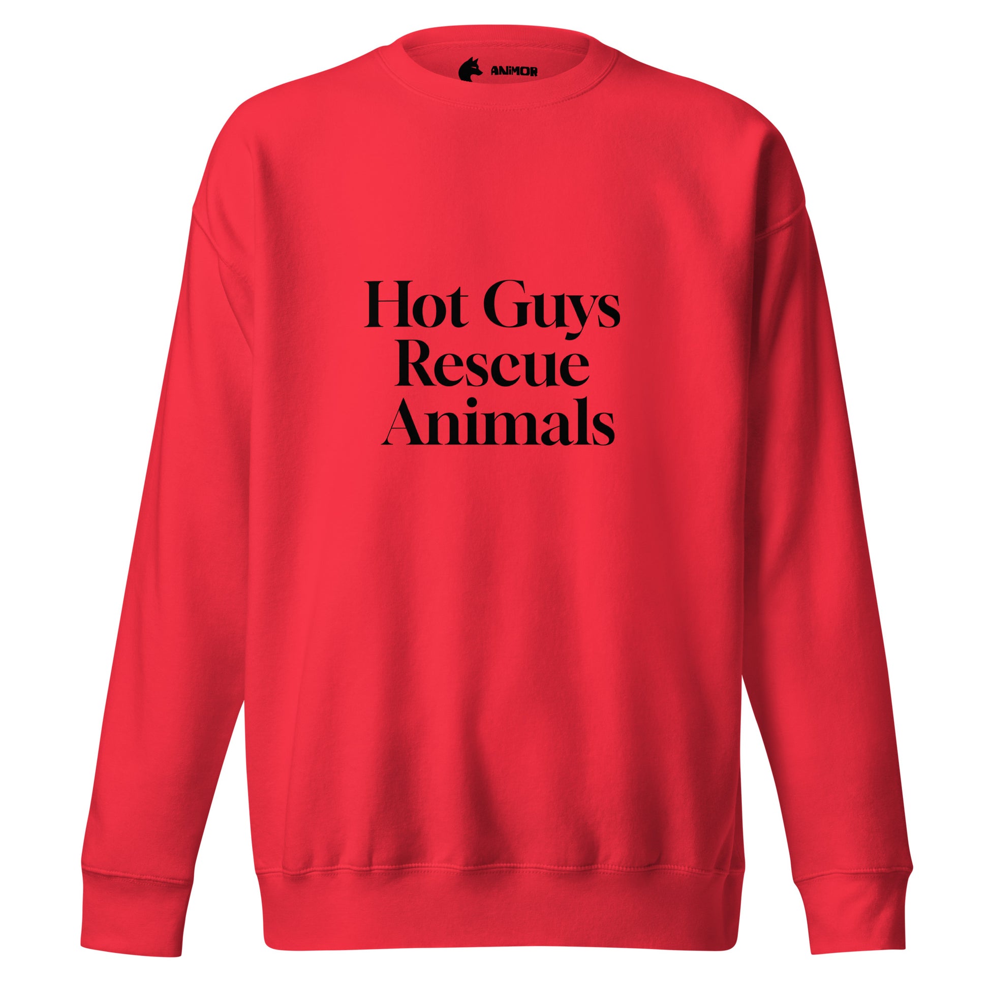 Sweatshirt mit schwarzem Schriftzug Hot Guys Rescue Animals