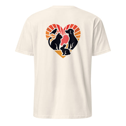 T-Shirt mit Herzmotiv und Tier-Silhouetten