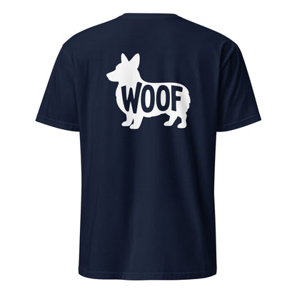 T-Shirt mit weißer Corgi-Silhouette & Schriftzug Woof