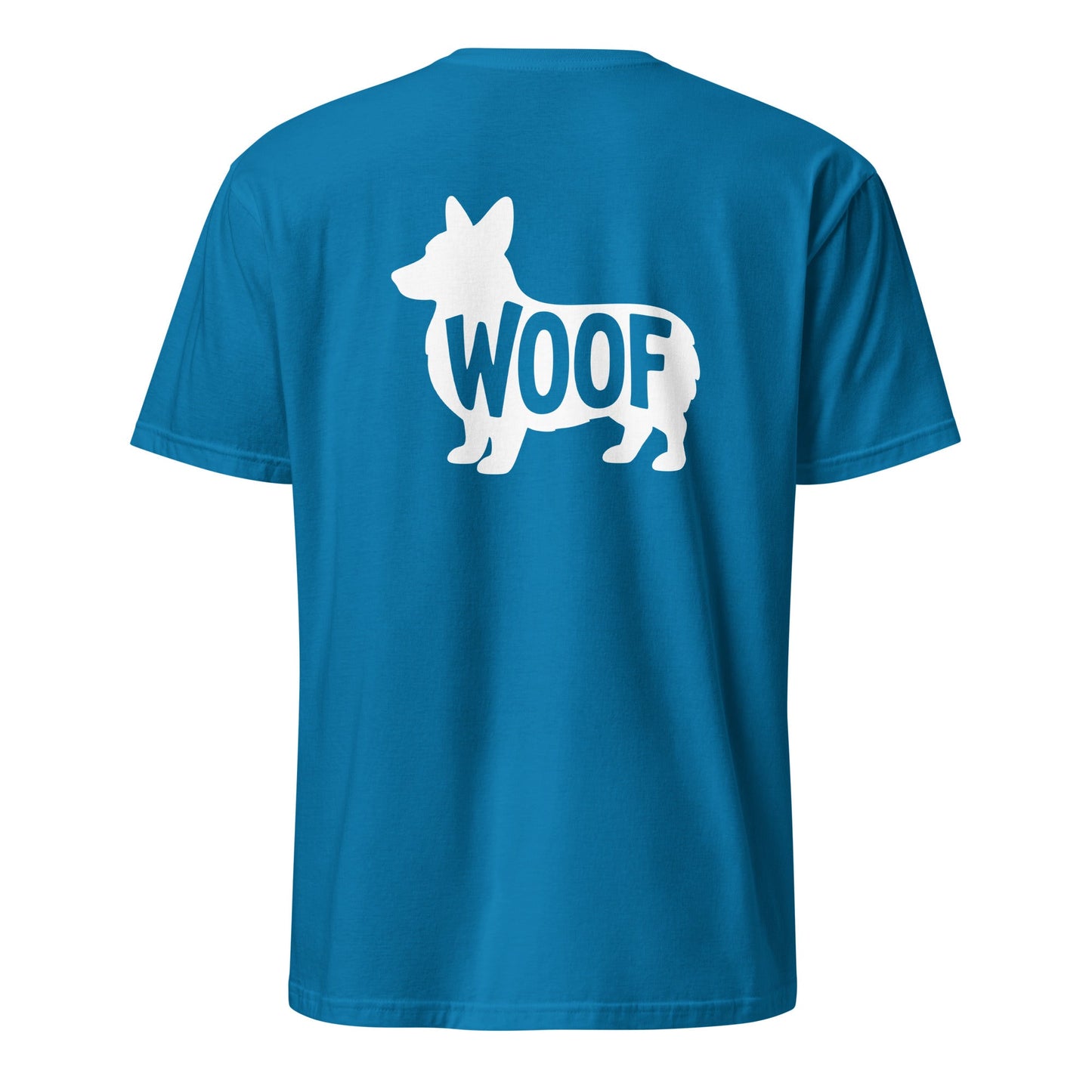 T-Shirt mit weißer Corgi-Silhouette & Schriftzug Woof