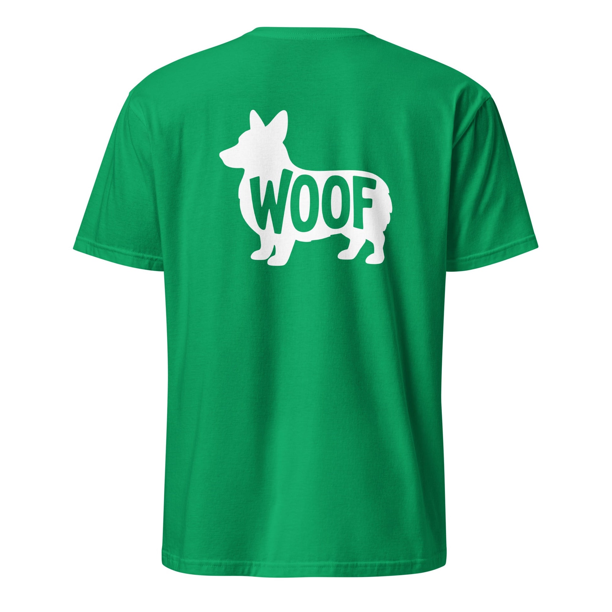 T-Shirt mit weißer Corgi-Silhouette & Schriftzug Woof