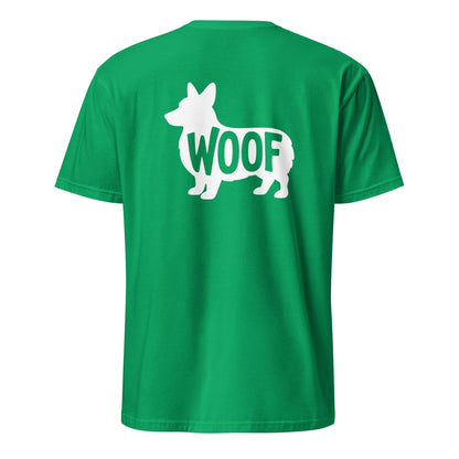 T-Shirt mit weißer Corgi-Silhouette & Schriftzug Woof