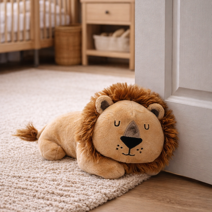 Dekorativer Türstopper als Stofftier in Form eines Löwen für Wohn- oder Kinderzimmer.