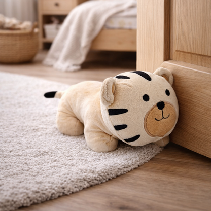 Dekorativer Türstopper als Stofftier in Form eines Tigers für Wohn- oder Kinderzimmer.