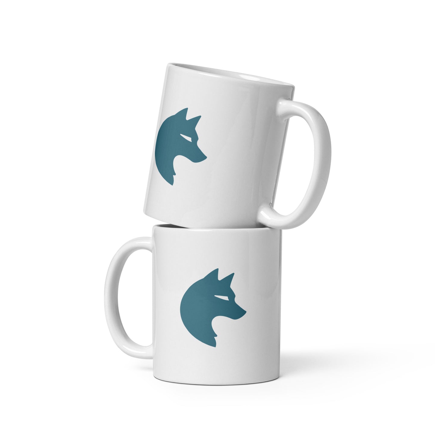 Weiße Keramiktasse mit blauem Animor Logo