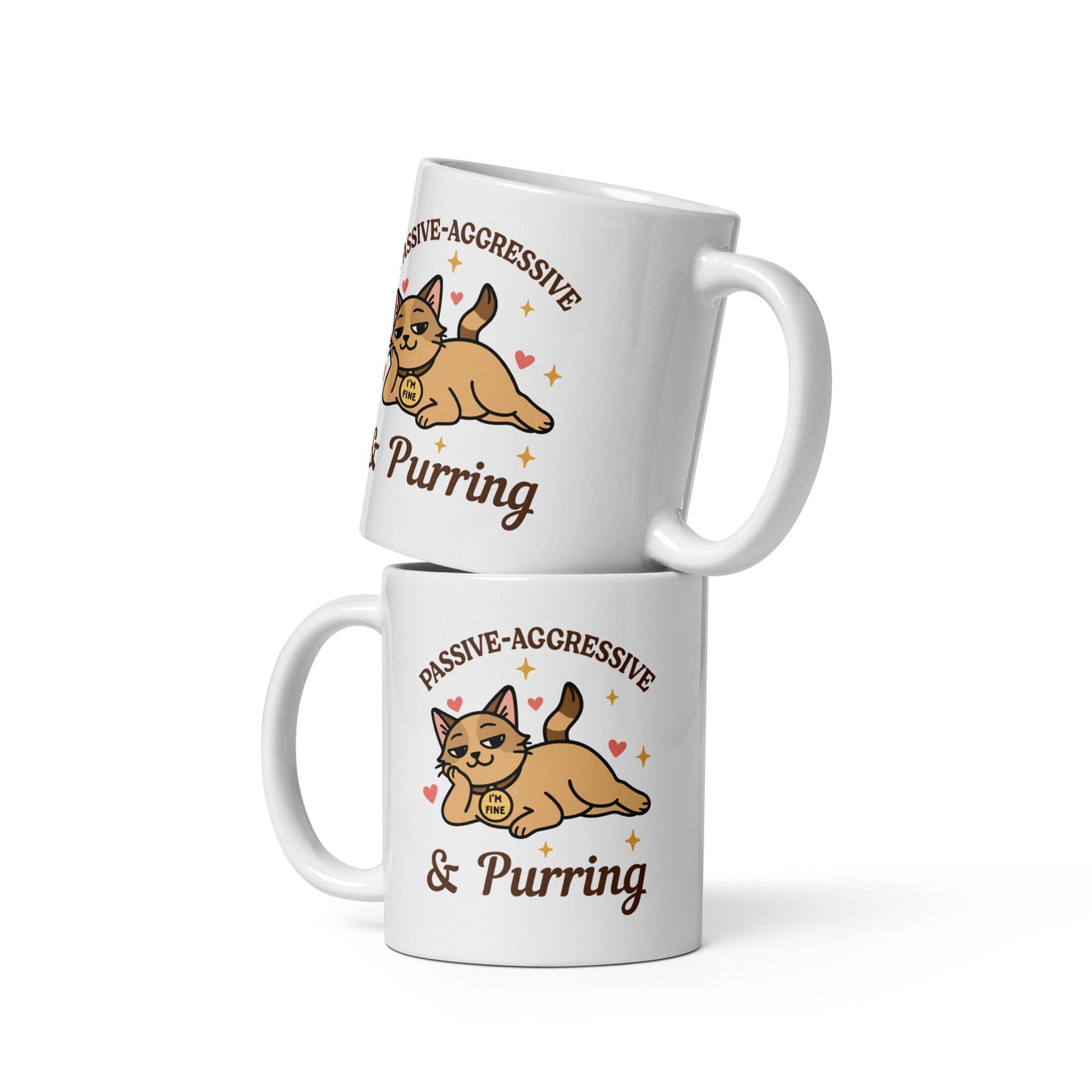 Katzen Tasse Passive-Aggressive & Purring – Lustige Kaffeetasse für Katzenfreunde